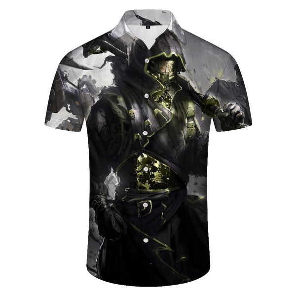 
Cool Game Death Casual Loose Regular Style Digital Printing Men's Short Sleeve Casual Button Shirt Summer Tops With Pockets
                