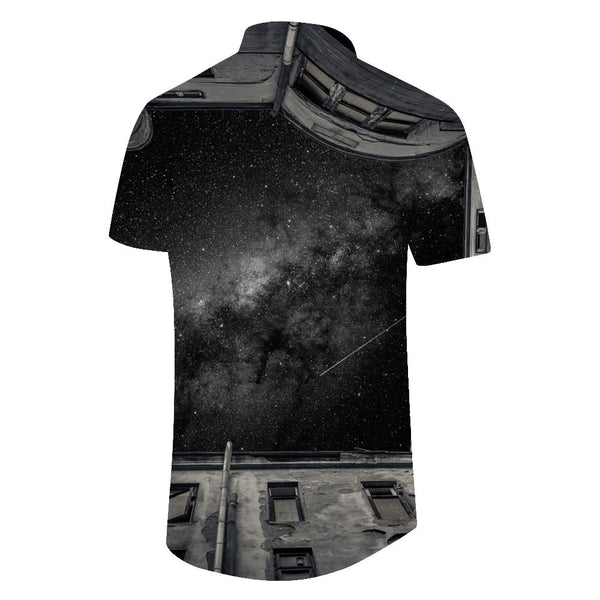 
Silver Sea 3D Printed Pattern Outer Space Fantasy Hawaiian Button Pocket Lapel Men's Leisure Travel Vacation Seaside Fashion
                