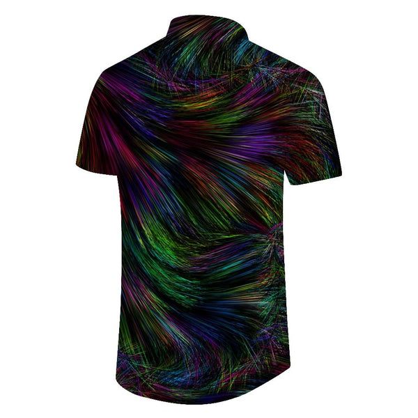 
Colored line art men's polyester shirt men's short sleeve shirt button down casual shirt loose top vacation
                