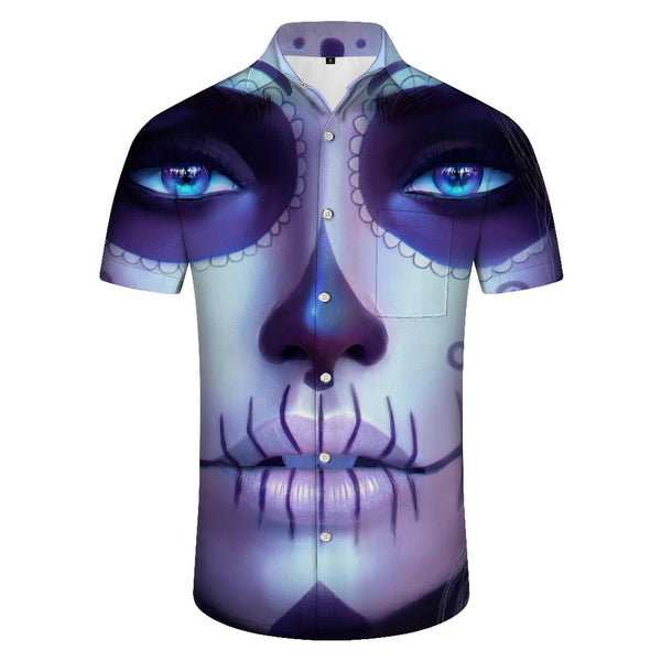 
Hawaiian button-down lapel casual loose men's 3D digital printing vacation beach short-sleeved shirt
                