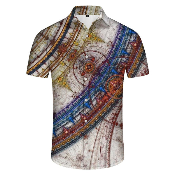 
Bohemian graphic print vintage men's short sleeve shirt casual button down Hawaiian shirt summer beach top trend
                