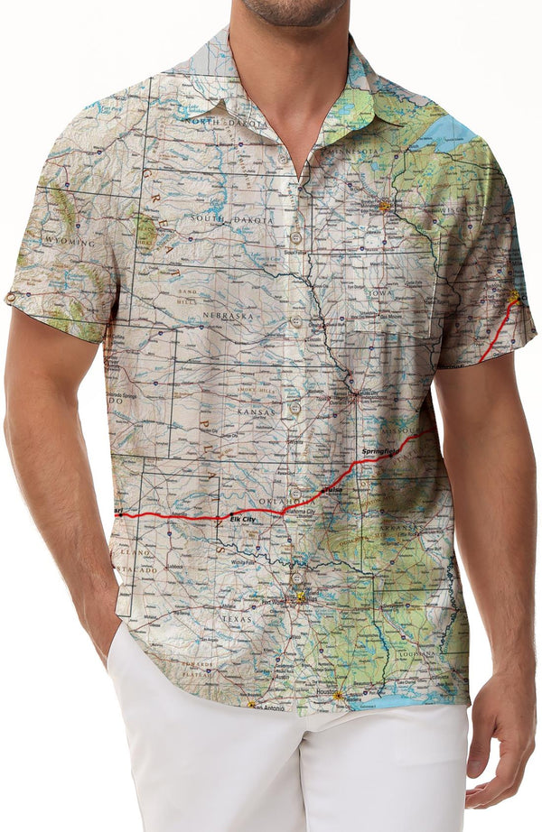 Rhode Island State Map Men's Loose Shirt Short Sleeve Top Hawaiian Button Lapel Pocket Four Seasons Tropical Casual Clothing