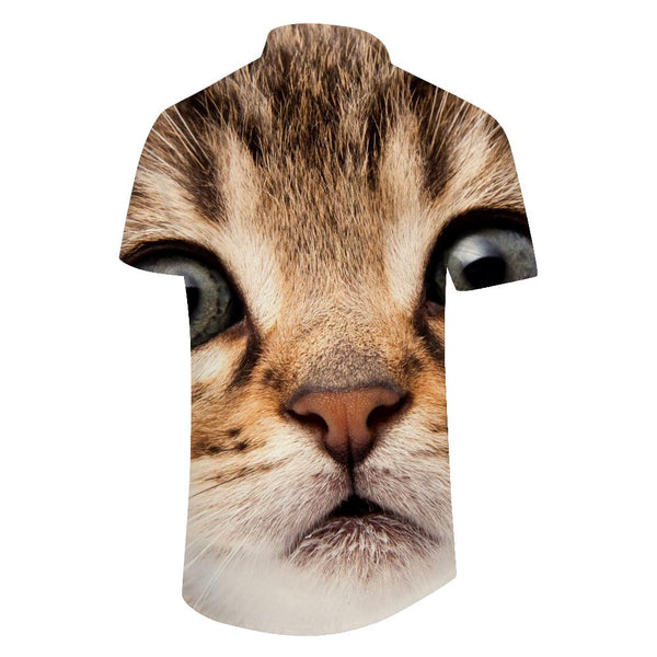 
Curious Cat Mens Hawaiian Shirt Print Summer Beach Casual Short Sleeve Button Shirt Summer Beach Formal Shirt
                