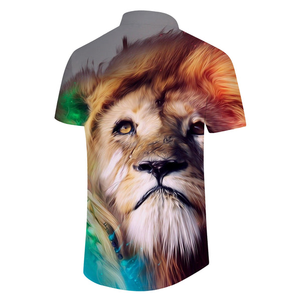 
Colorful Men's Casual Shirt Short Sleeve Animal Lion 3D Printed Button Shirt Retro Loose Beach Party Vacation Hawaiian Shirt
                