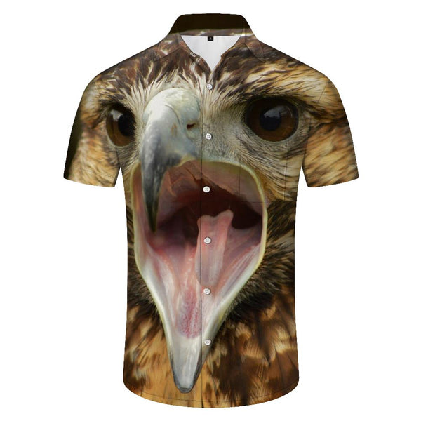 
Hungry Animal Men's Short Sleeve Polyester Shirt Summer Beach Casual Printed Button Beach Shirt Tops Wide Collar
                