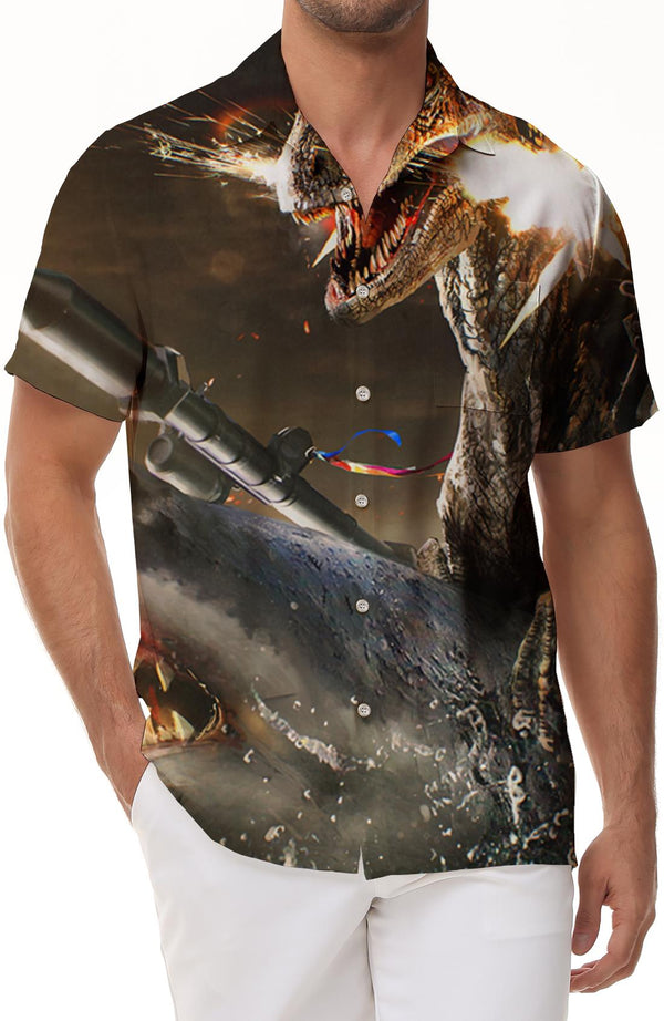 Men's Beach Shirt Animal Animal Wars Men's Hawaiian Shirt Trendy Short Sleeve Summer Tops Casual Wear