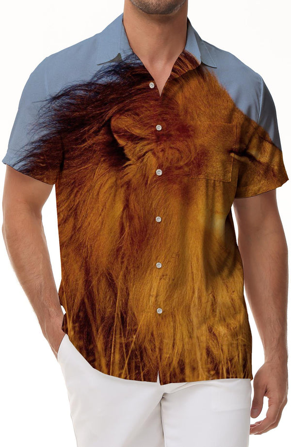 Trendy short sleeve howling rasta lion mens aloha shirt hawaiian tops casual wear summer shirts for beach holiday party