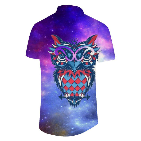 
Colorful Owl Mandala Men's Short Sleeve Shirt Button Down Collar Shirts with Pocket
                