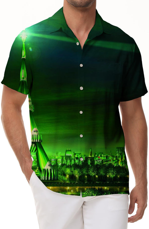 Green city men's Hawaiian shirt short sleeve casual shirt beach summer party