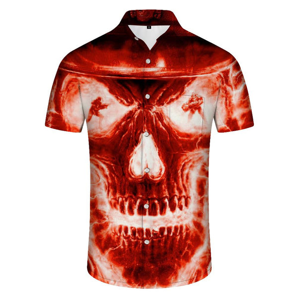 
Vintage 3D Skull Print Shirt Men Summer Lapel Button Down Short Sleeve Gothic Skull Festival Party Beach Shirt
                