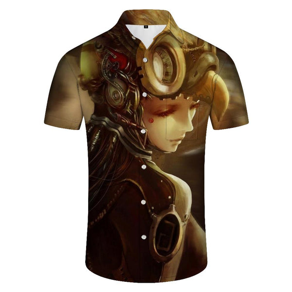 
3D printed pattern button-down Hawaiian tropical beach seaside lapel pocket short-sleeved shirt men's casual fashion comfortable breathable shirt
                