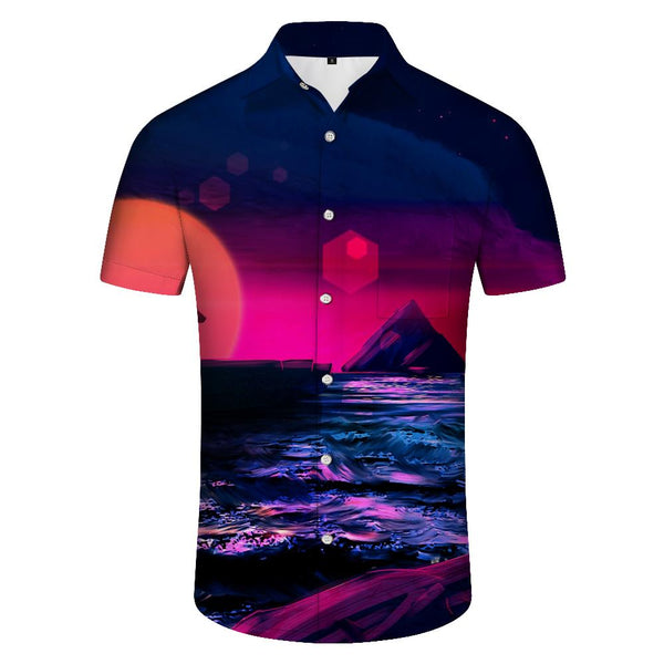 
Lonely Panda Mixed Color Sunset Men's Summer Casual Print Short Sleeve Shirt Hawaiian Rainforest
                