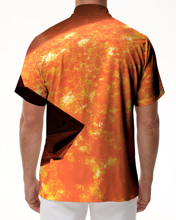 
Burning Lava Explosion Fireball Men's Hawaiian Shirt Casual Button-Down Short Sleeve Top Summer Short Sleeve Shirt
                
