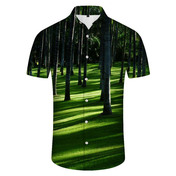 
Green Forest Mens Fashion Hawaiian Shirt Casual 3D Printed Shirt Summer Loose Short Sleeve Tops Trendy Lapel Button Beach
                