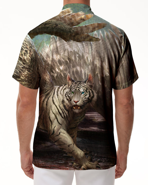 
Majestic Casual Men's Tiger Hawaiian Shirt Loose Short Sleeve Top Street Casual Shirt Polyester
                