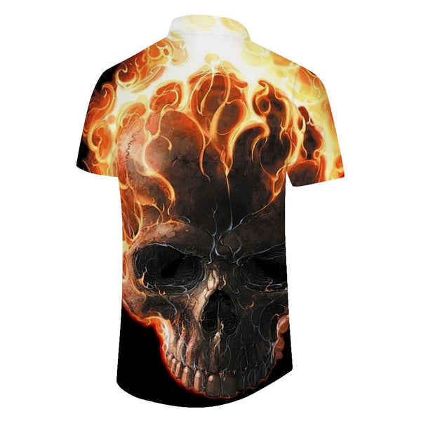 
Skull Short Sleeve Fashion Retro Punisher Skull Print Short Sleeve Summer Regular Button Casual Beach Shirt Tops
                