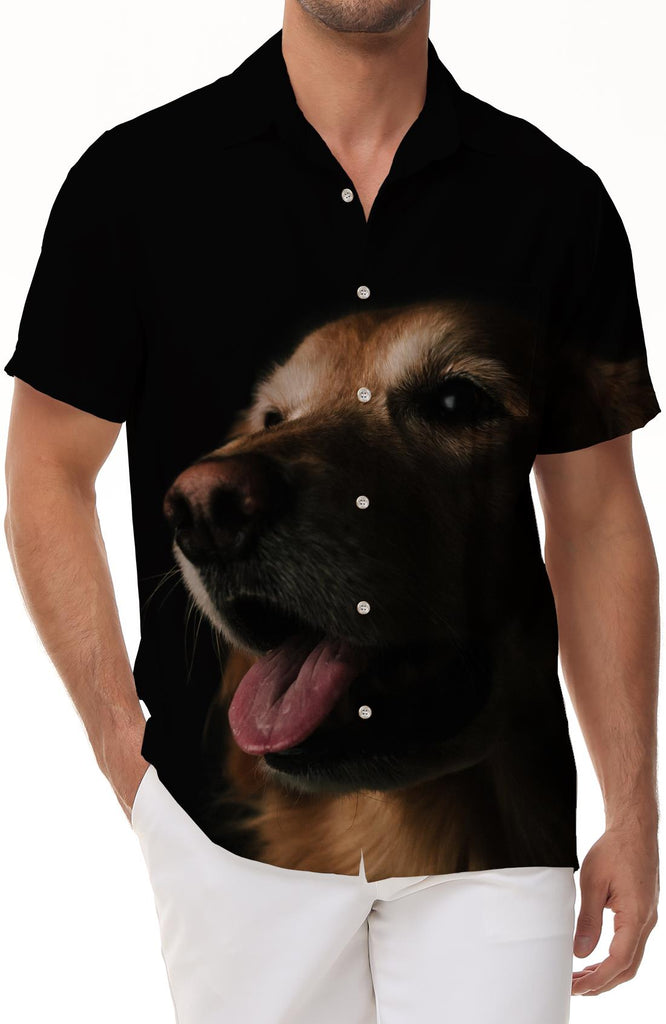 Golden Retriever Cute Men's Hawaiian Shirt Short Sleeve Holiday Short Sleeve and Casual Tops