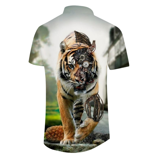 
Design abstract tiger print short sleeve men's 3D print animal tiger pattern summer casual short sleeve novel shirt top street wear
                