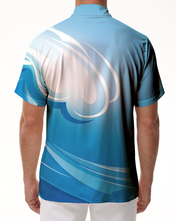 
Light Blue Everyday Men's Tops Fashion Button Lapel Hawaiian Beach Shirt Short Sleeves
                