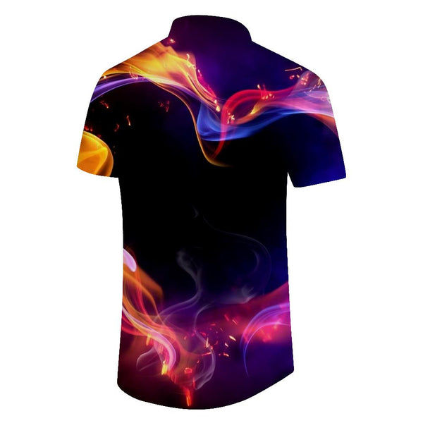 
Black Men's Summer Hawaiian Flame Short Sleeve Button Shirt for Casual Fashion Wear
                