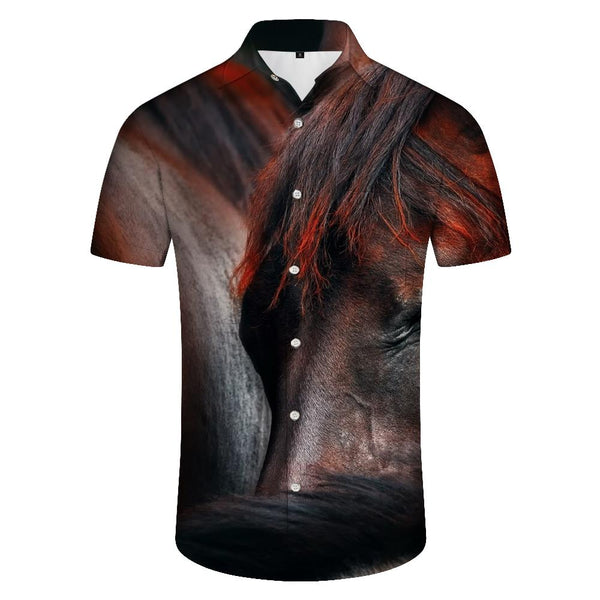 
Men's Wild Horses Running on the Grass Short Sleeve Hawaiian Shirt Men's Fashion Print with Pocket Short Sleeve
                