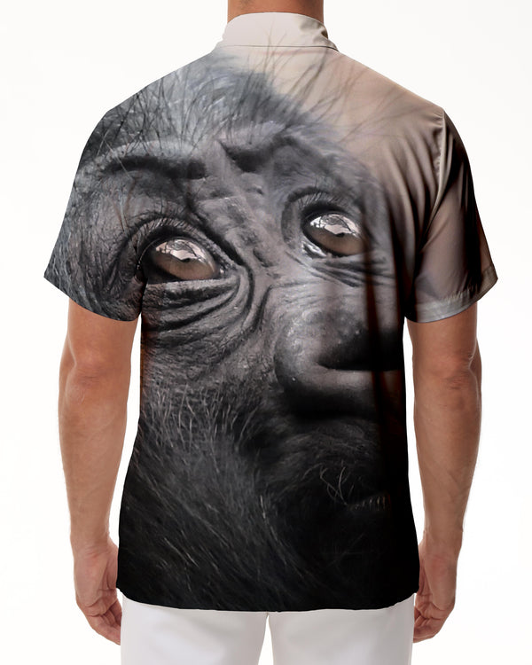 
King of the Forest Hawaiian Lapel Button Animal Orangutan Tropical Men's Beach Short Sleeve Shirt Polyester Men Travel Pocket Ocean
                