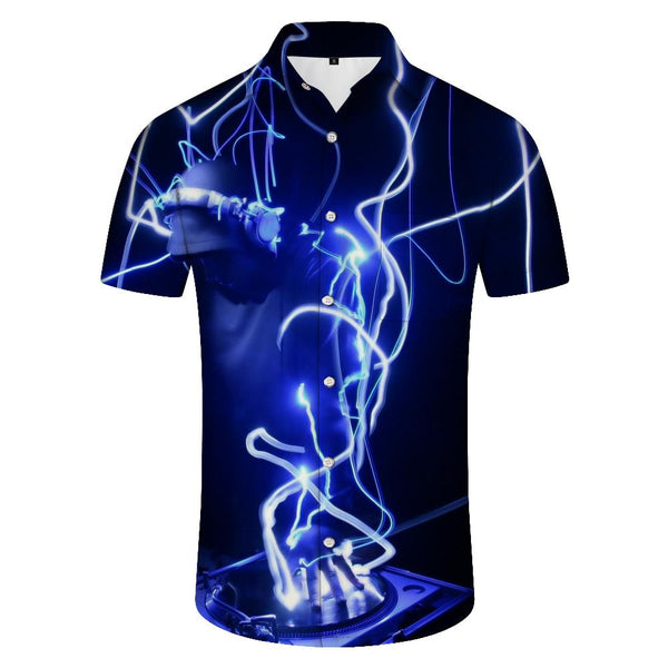 
Disc Lightning Pattern Top Outdoor Street Short Sleeve Fashion Print Fashion Daily Simple Loose Style Short Sleeve Shirt Hawaii
                