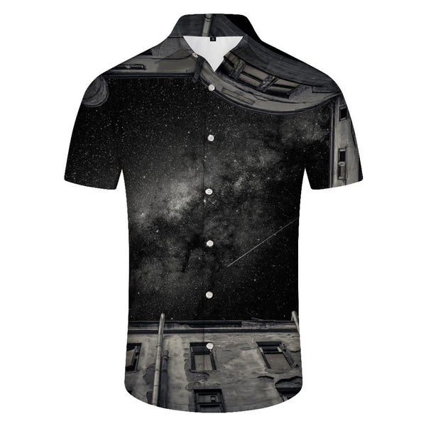 
Silver Sea 3D Printed Pattern Outer Space Fantasy Hawaiian Button Pocket Lapel Men's Leisure Travel Vacation Seaside Fashion
                