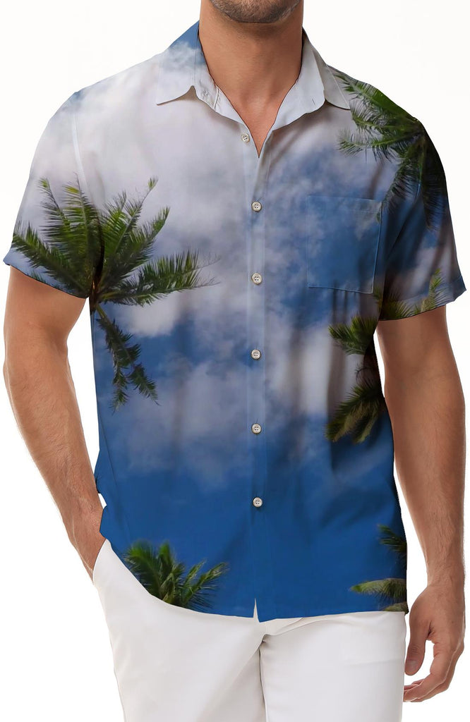 Tropical Beach Hawaiian Style Printed Pattern Men's Casual Loose Regular Fit Short Sleeve Shirt