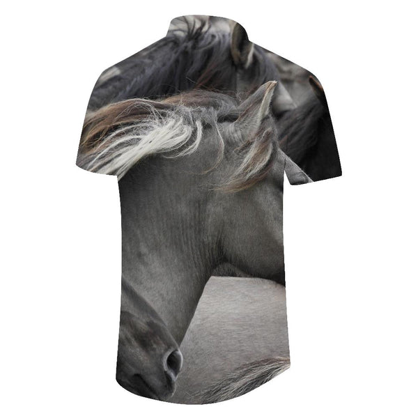 
Gray horse brown summer beach Hawaiian shirt men's shirt short sleeve casual shirt men's shirt with pockets
                