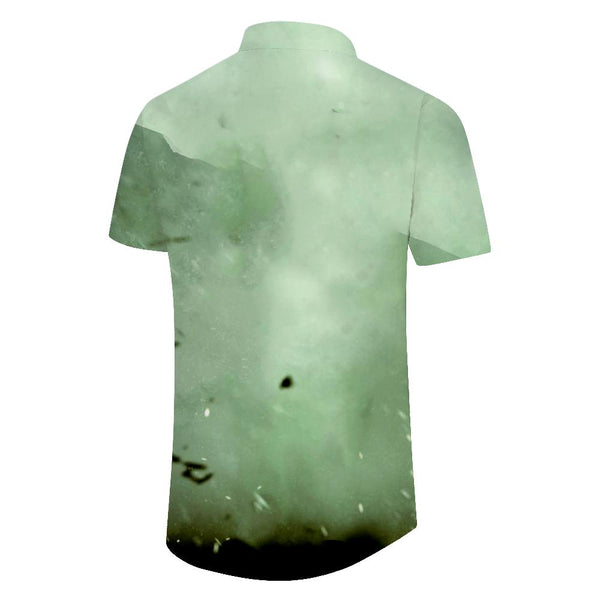
Water Painting Men's Short Sleeve Button-Down Shirt Regular Fit Polyester Casual Shirt with Pockets
                