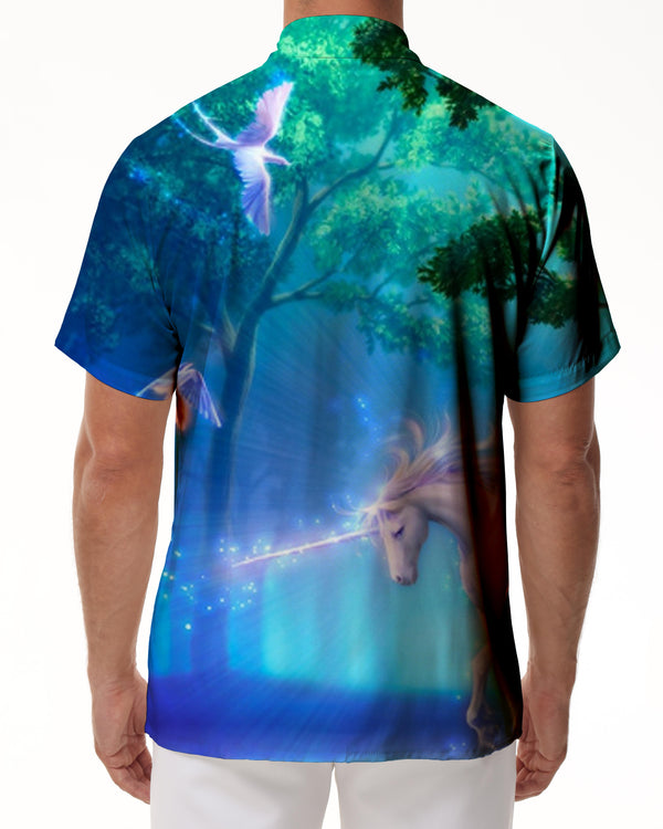 
Forest Unicorn Aesthetic Landscape Short Sleeve Breathable Summer Short Sleeve Digital Printed Top Men's Casual Beach Wear
                