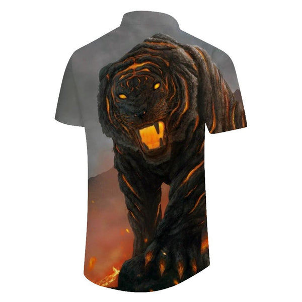 
Stone Art Tiger Fun Men Regular Casual Loose Short Sleeve Shirt Hawaiian Button Lapel Pocket Tropical Shirt Short Sleeve Summer
                