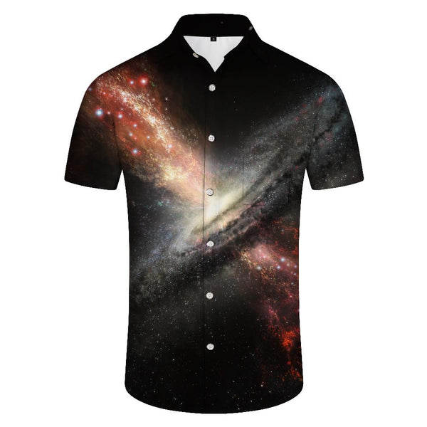 
Fantasy Spiral Galaxy Men's Casual Button Short Sleeve Hawaiian Shirt Cool Hawaiian Shirt
                