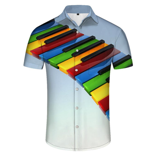 
Men's Fashion Piano Guitar Print Shirt Short Sleeve Fashion Casual Summer 3D Printed Short Sleeve Shirt Musical Instrument
                