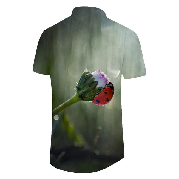 
Ladybug flower 3d print pattern camping beach shirt tops men's casual shirt short sleeve regular fit fashion
                