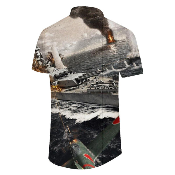
Sea Aircraft Carrier Hawaiian Shirt Men's Vintage Short Sleeve Casual Shirt Button Collar Beachwear
                