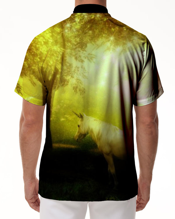 
Golden Dream Men's Short Sleeve Button Unicorn Shirt Tropical Season Regular Fit Digital Print Beach Shirt
                