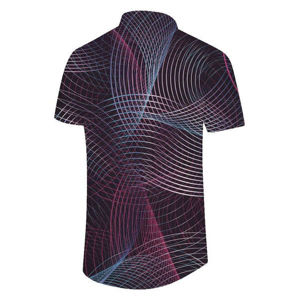 
Optical illusion 3d digital printing pattern men's regular casual loose short-sleeved shirt lapel button short sleeve
                