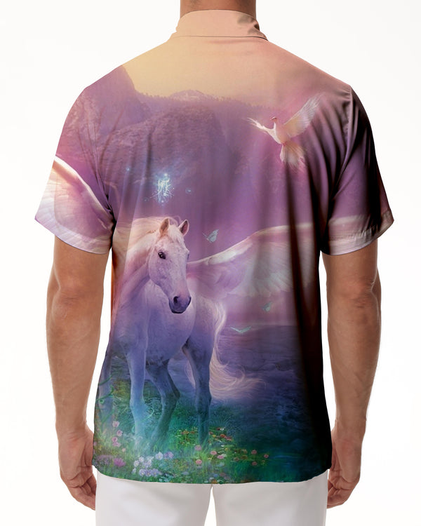 
White Horse Daily Men's Printed Graphic Short Sleeve Regular Casual Lapel Shirt Pocket Hawaiian Outfit
                