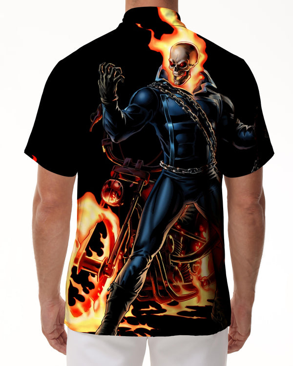 
Hell Devil Skull Man Summer Beach Print Shirt Men's Hawaiian Shirt Short Sleeve Button Casual
                