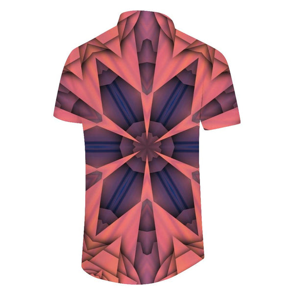 
Men's casual holiday style geometric short-sleeved shirt
                