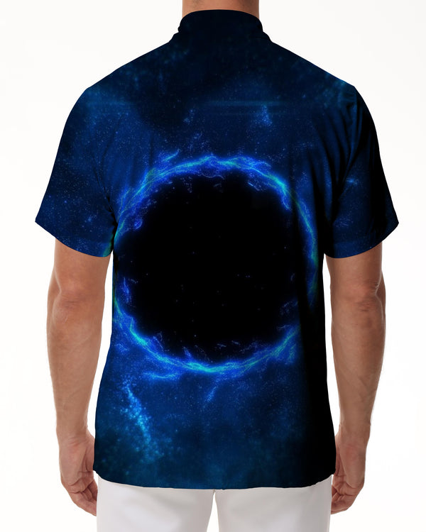 
Blue Black Round Ball Loose Digital Printing Men's Casual Tropical Summer Party Shirt 3D Printing Party Shirt
                