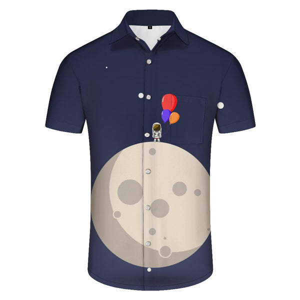 
Astronaut on Mission in Outer Space Men's Hawaiian Shirt Short Sleeved Casual Shirts Beach Summer Party
                