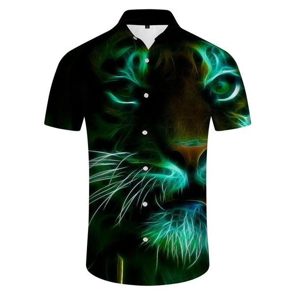 
Angry Tiger Casual Short Sleeve Lapel Shirt Short Sleeve Men's Breathable Slim Fit Top Hawaii Hot Sale Clothing
                