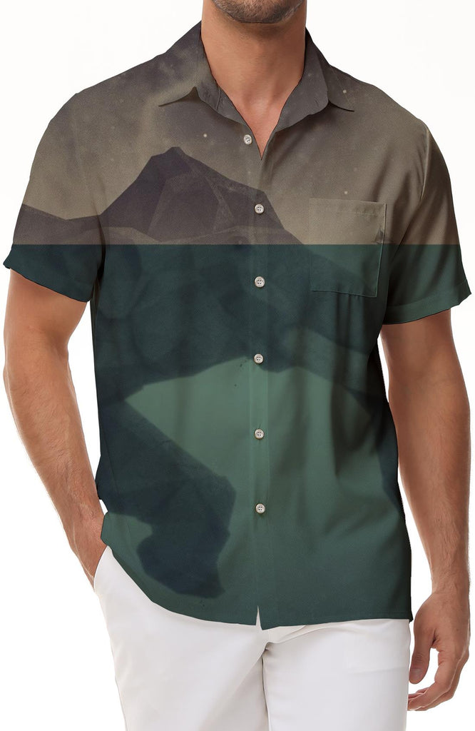 Tropical cartoon abstract print pattern men's casual fashion street wear short sleeve lapel comfortable fashion retro short sleeve shirt breathable