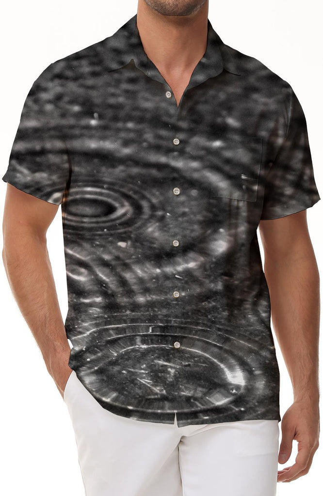 Raindrop Hawaiian Shirt Summer Beach Tropical Style Short Sleeve Beach Summer Shirt Outdoor Short Sleeve Men's Button Shirt