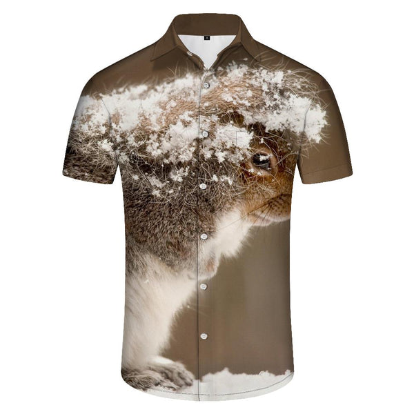 
Bunny Shirt 3D Button Hawaiian Short Sleeve Men's Short Sleeve Shirt Printed Pattern Casual Loose Shirt Four Seasons
                