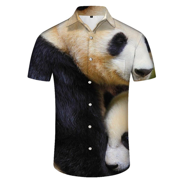 
Summer Men's Panda 3D Printed Short Sleeve Fashion Short Sleeve Hawaiian Button Pocket Style Casual
                