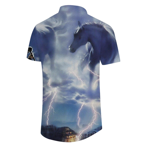 
Monster Lightning Light Print Men's Front Pocket Hawaiian Shirt Short Sleeve Button-Up Beach
                